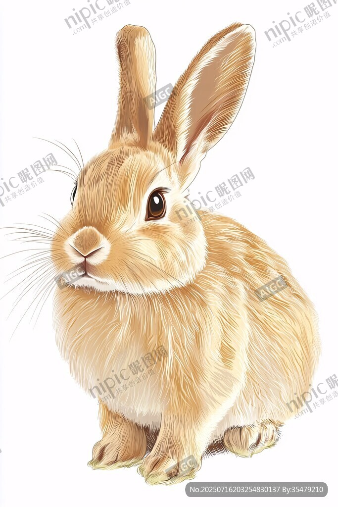 可愛的棕色兔子插畫