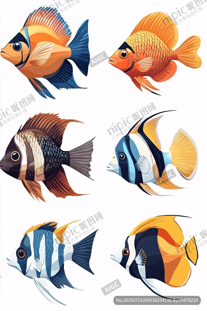 多彩熱帶魚插畫集合