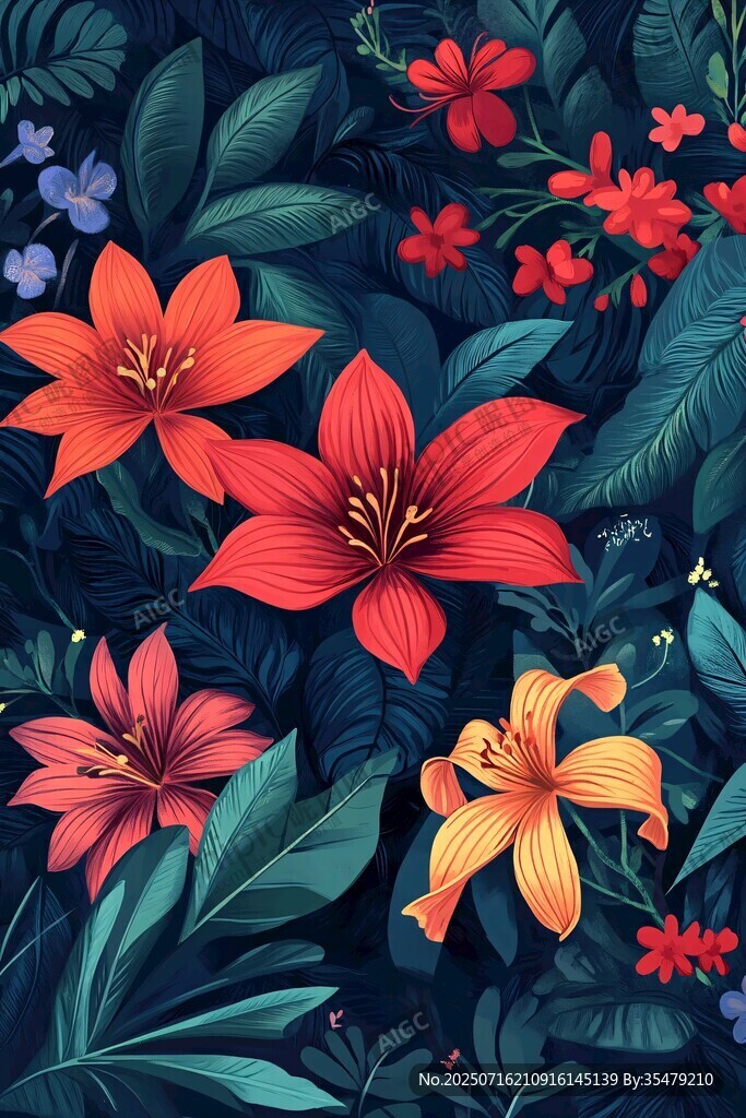 熱帶花卉插畫