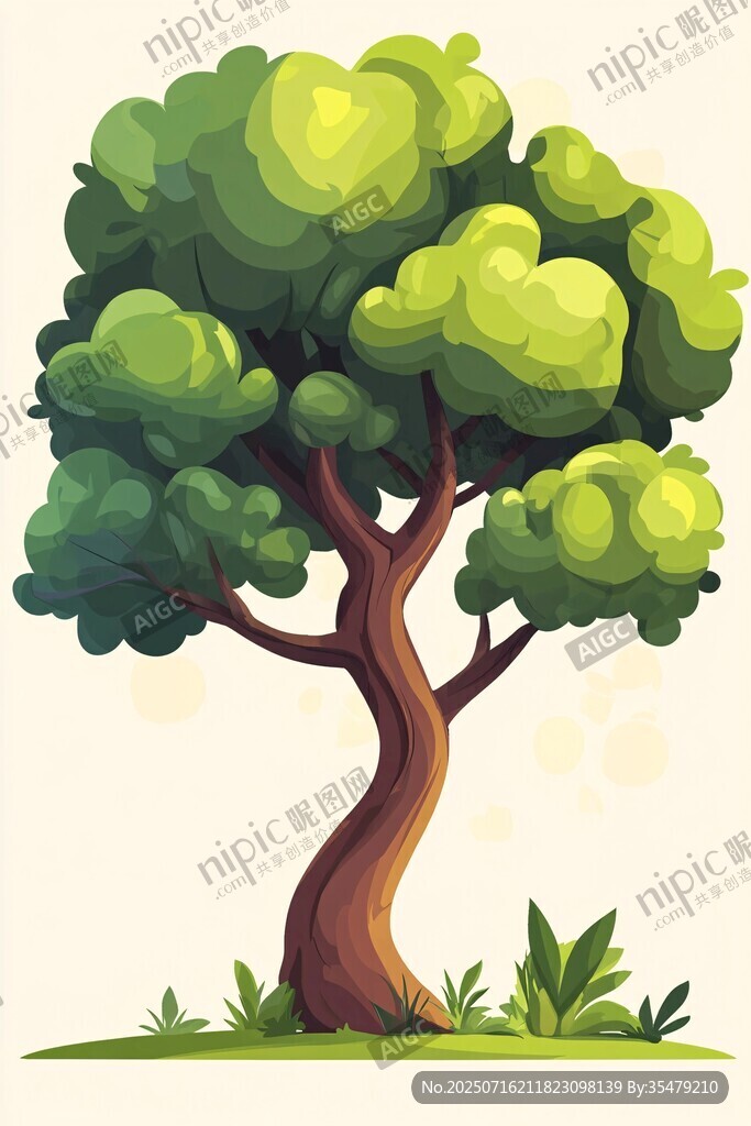 卡通風(fēng)格的茂盛綠樹(shù)