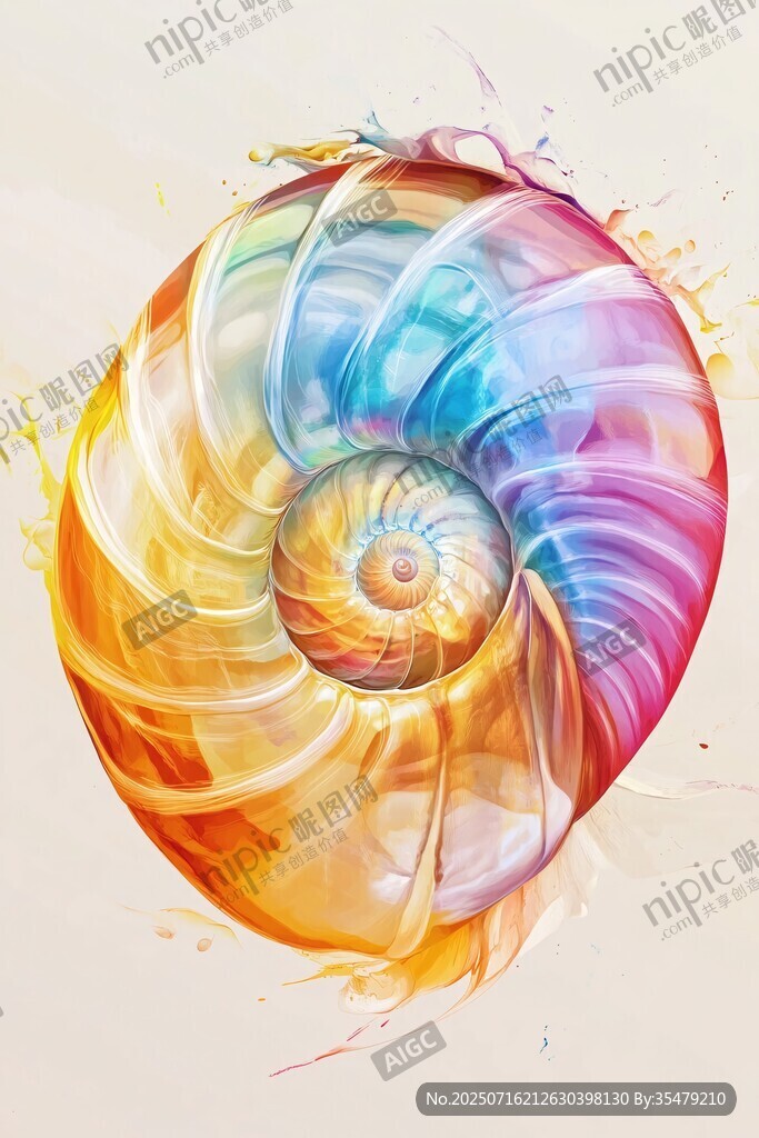 夢幻彩色海螺藝術(shù)插畫