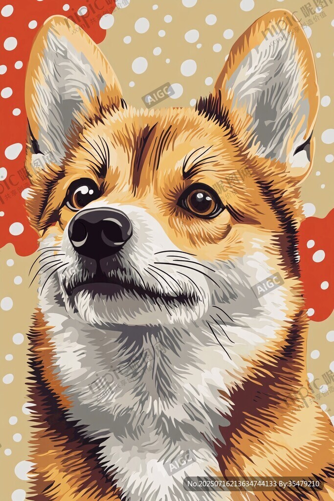 可愛(ài)柯基犬插畫(huà)