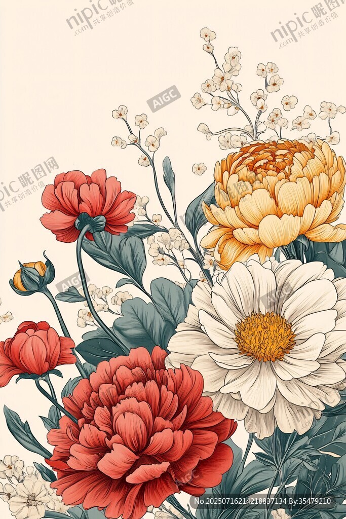 繽紛花卉插畫 綻放自然之美