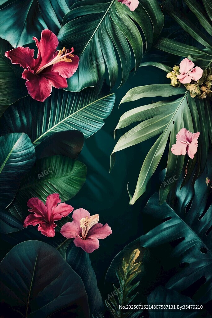 熱帶花卉與綠葉的夢(mèng)幻組合