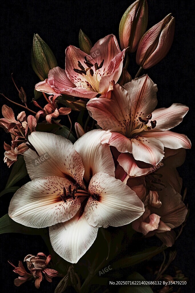 粉色系百合花精美特寫(xiě)