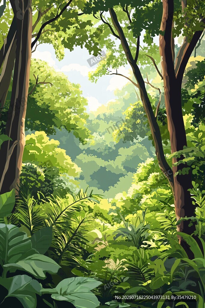 茂密叢林綠意盎然景象