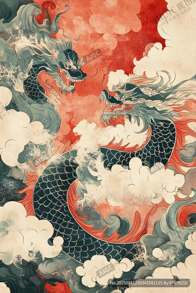 雙龍戲云圖