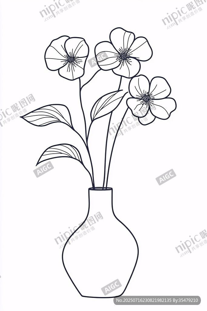 花瓶中綻放的簡約花朵