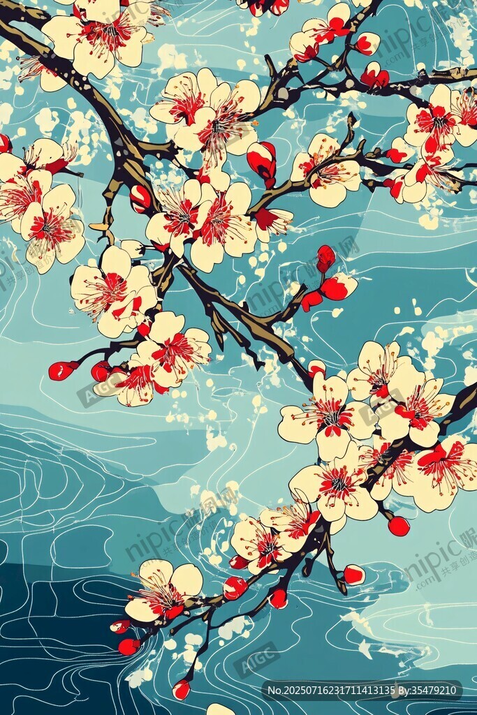 春日綻放的枝頭繁花