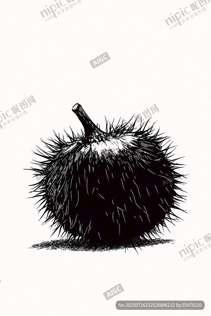 黑白色調(diào)下的帶刺果實