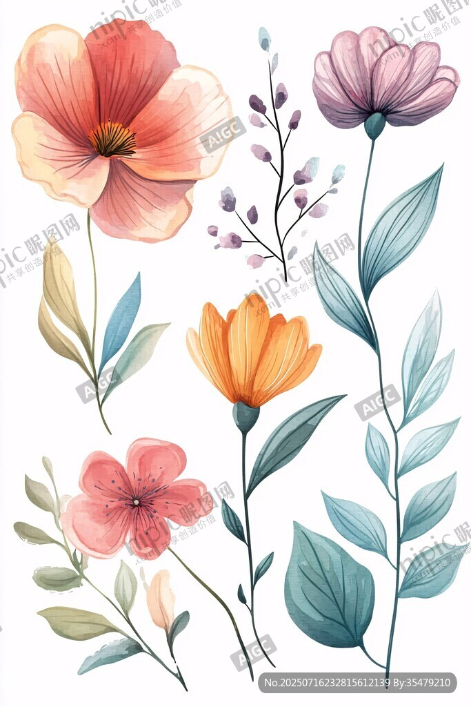 水彩花卉插畫素材集合