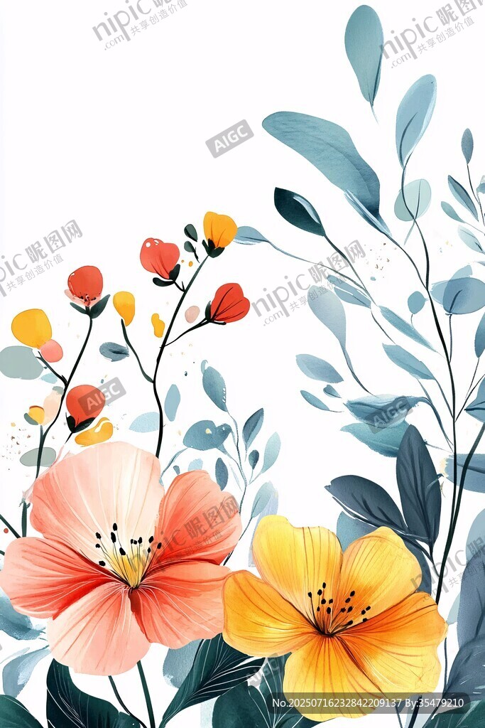 清新花卉插畫