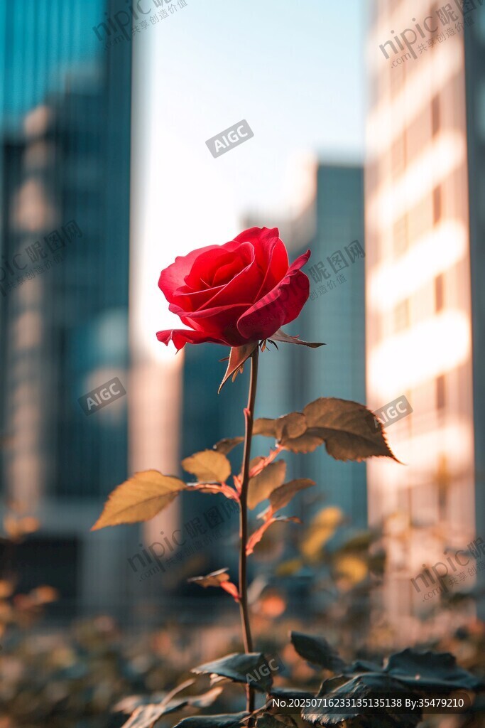 城市中獨(dú)綻的嬌艷紅玫瑰