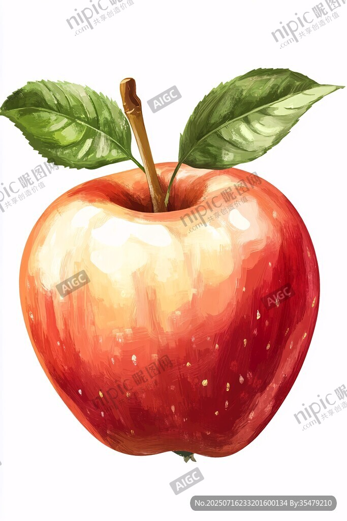 水彩繪紅蘋(píng)果