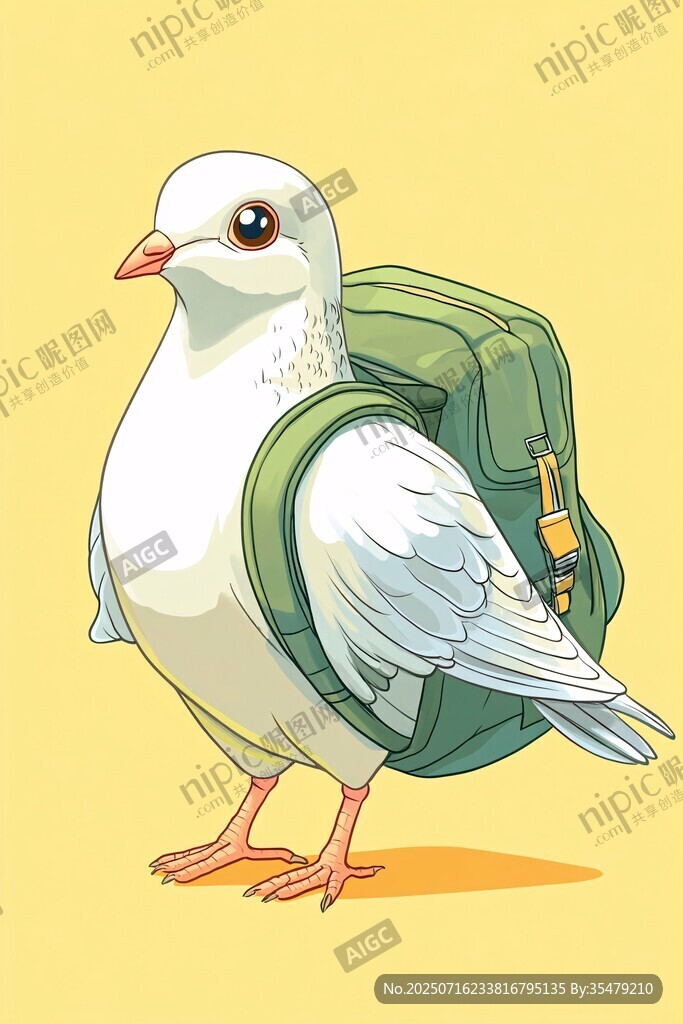 背著背包的可愛(ài)白鴿