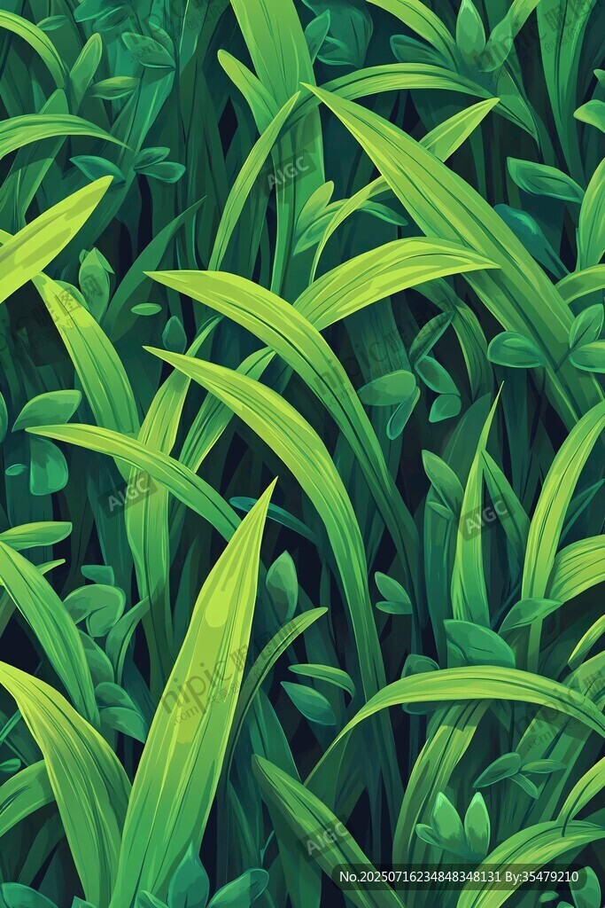 翠綠清新的繁茂植物圖景