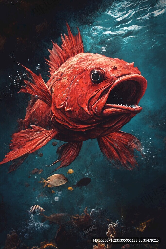 深海紅魚的神秘瞬間