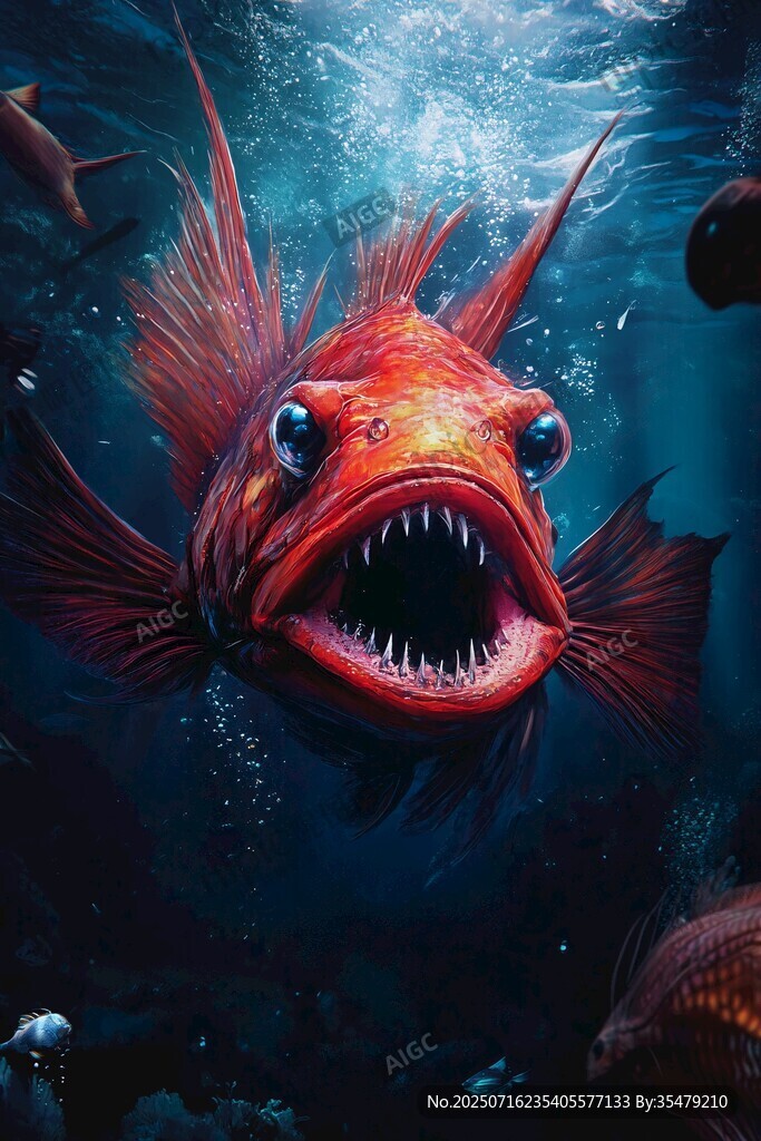 兇猛紅魚的深海瞬間