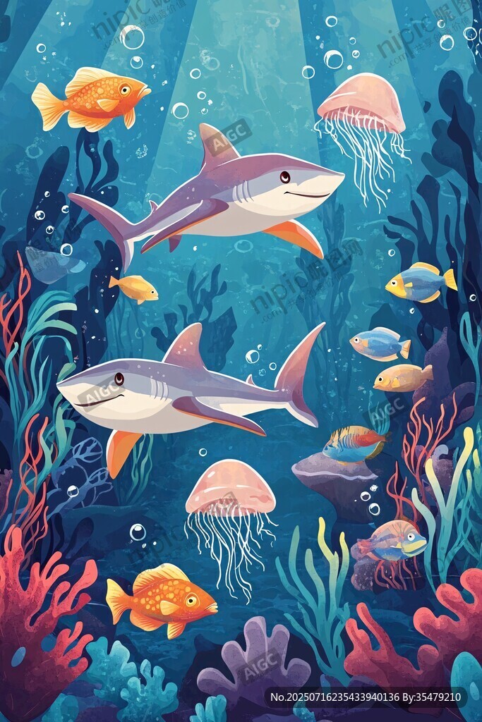 海底世界 鯊魚與多彩海洋生物