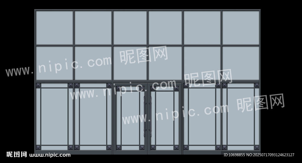 簡約玻璃幕墻地彈門設計圖