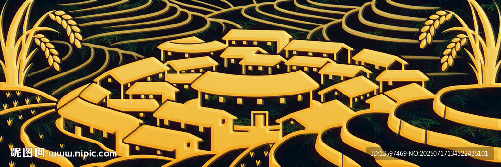 金色梯田景觀