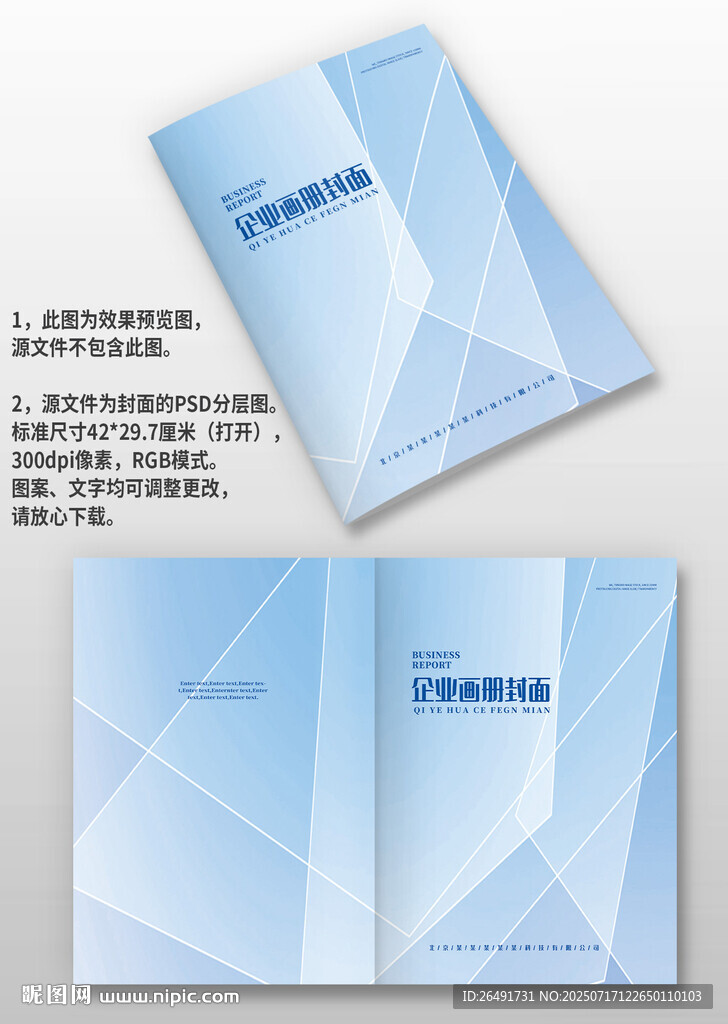 淺藍(lán)線條幾何風(fēng)企業(yè)圖冊(cè)畫冊(cè)封面