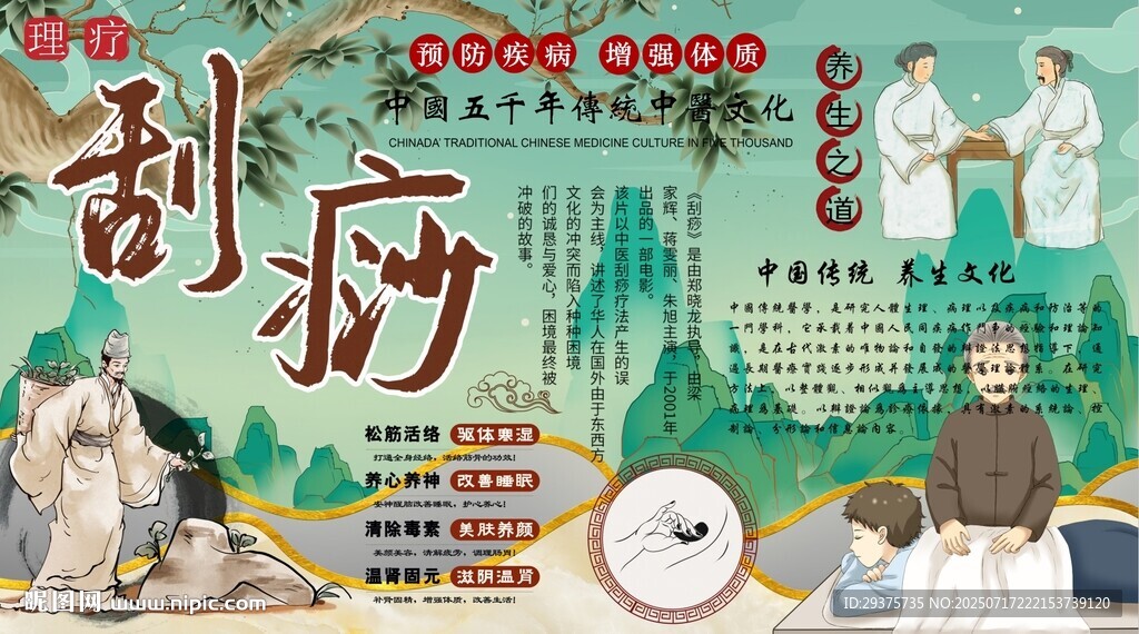 刮痧背景墻