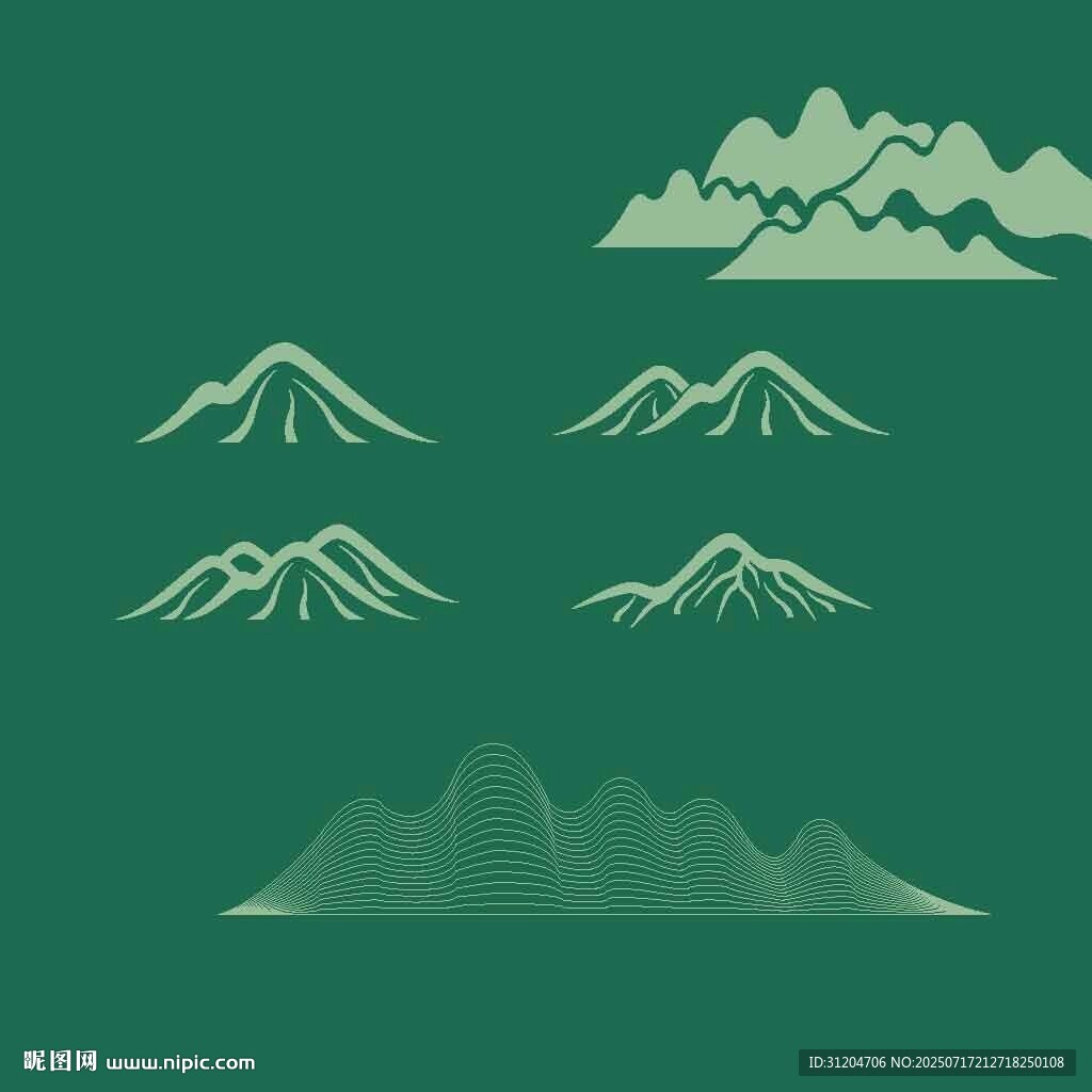 簡約風格綠色山巒圖案