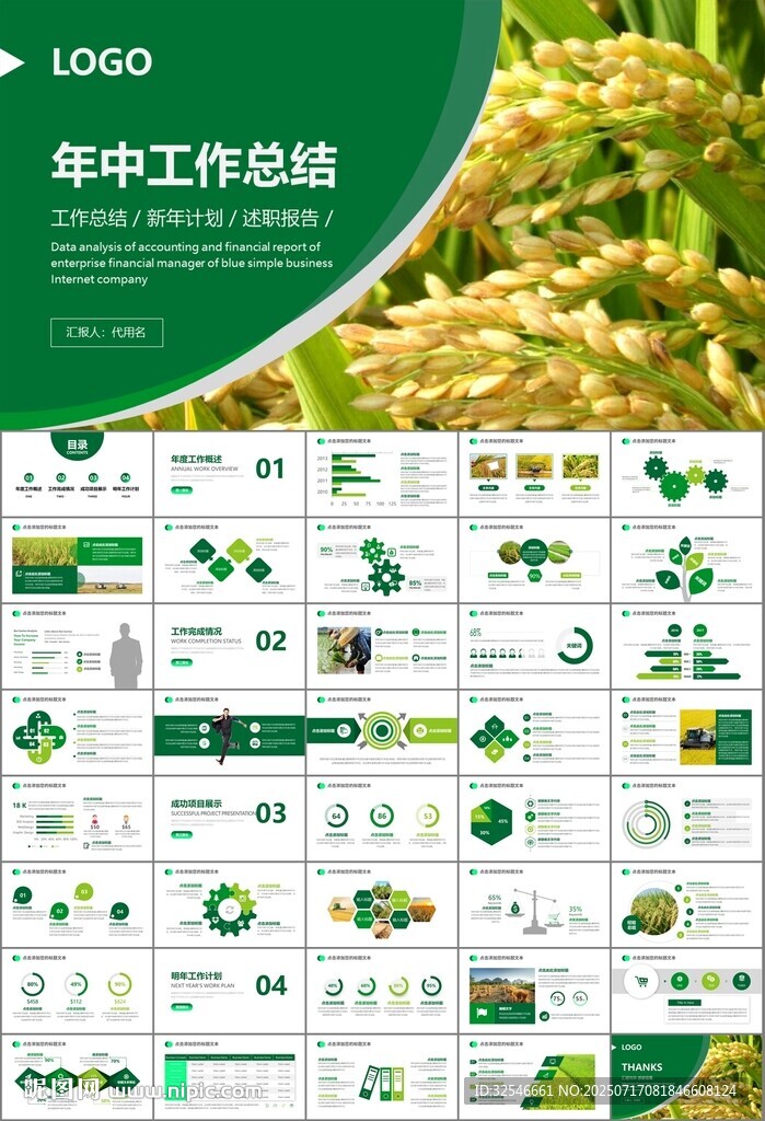 水稻農(nóng)田農(nóng)業(yè)種植大米PPT模板