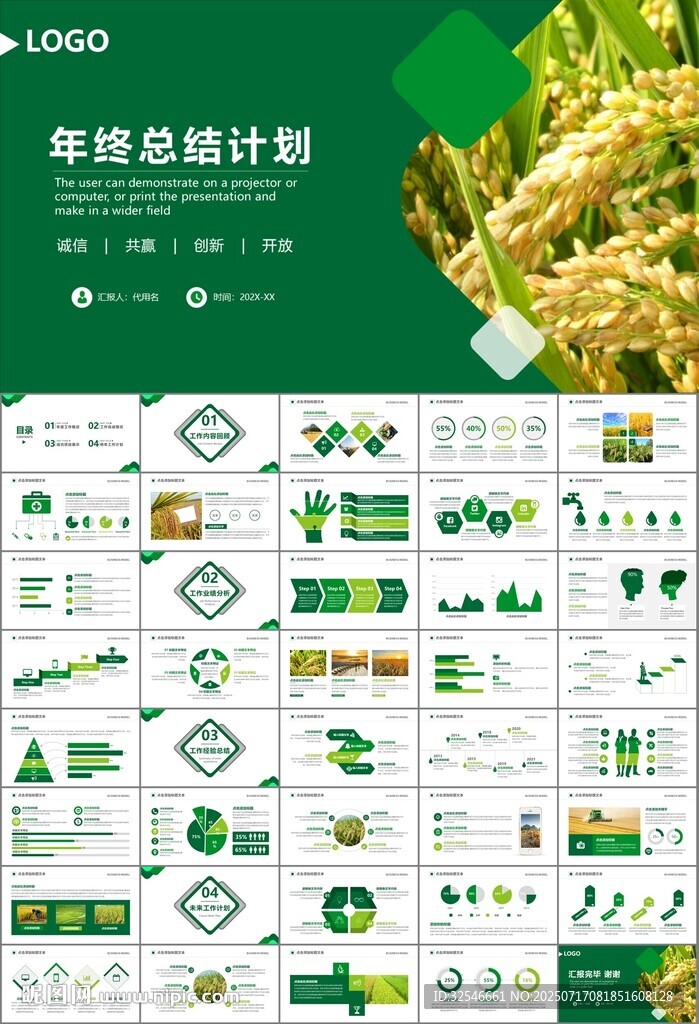 水稻農(nóng)田農(nóng)業(yè)種植大米PPT模板