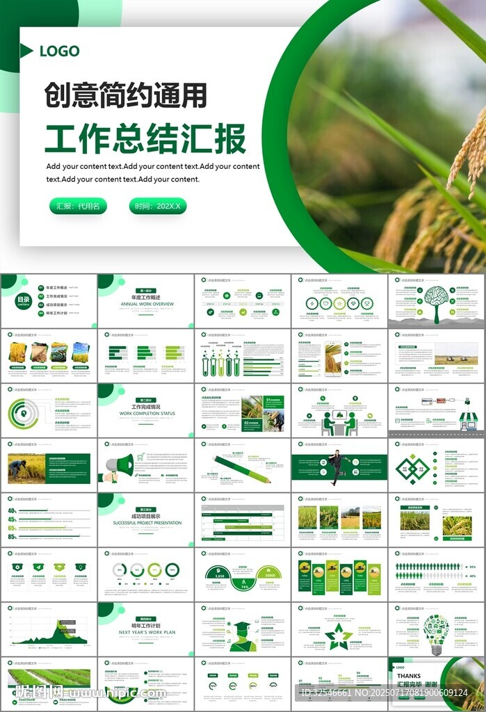 水稻農(nóng)田農(nóng)業(yè)種植大米PPT模板