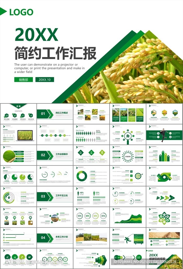 水稻農(nóng)田農(nóng)業(yè)種植大米PPT模板