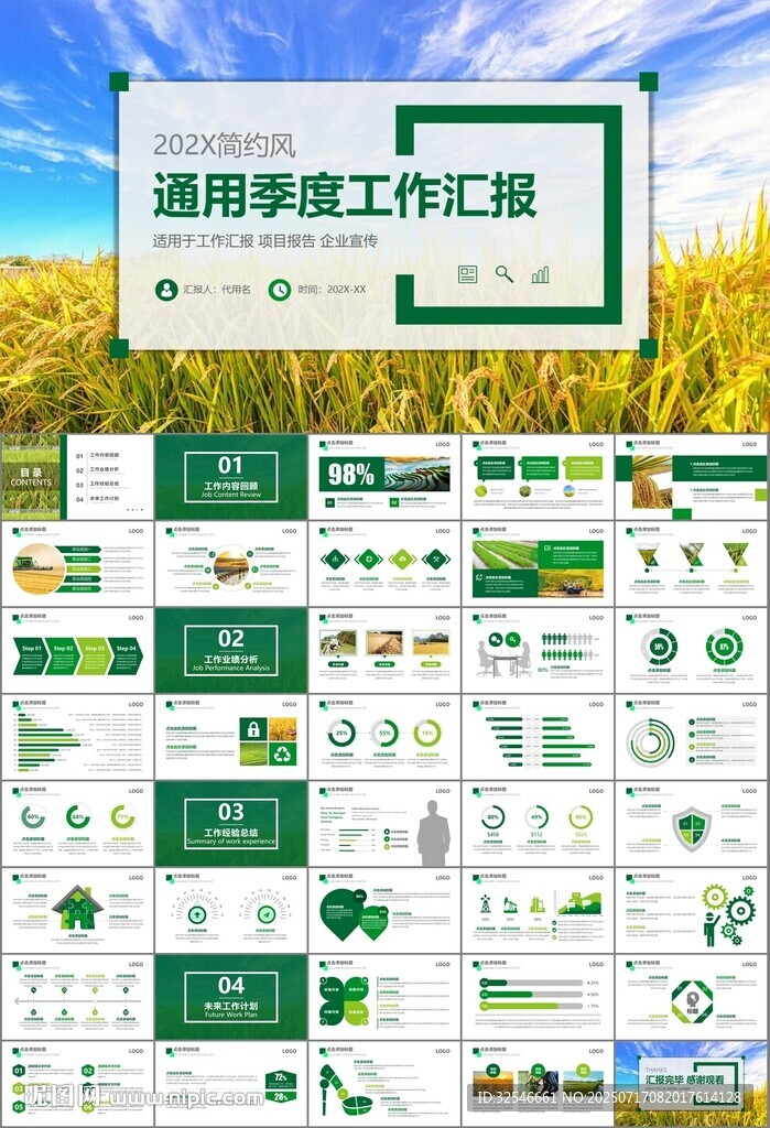水稻農(nóng)田農(nóng)業(yè)種植大米PPT模板