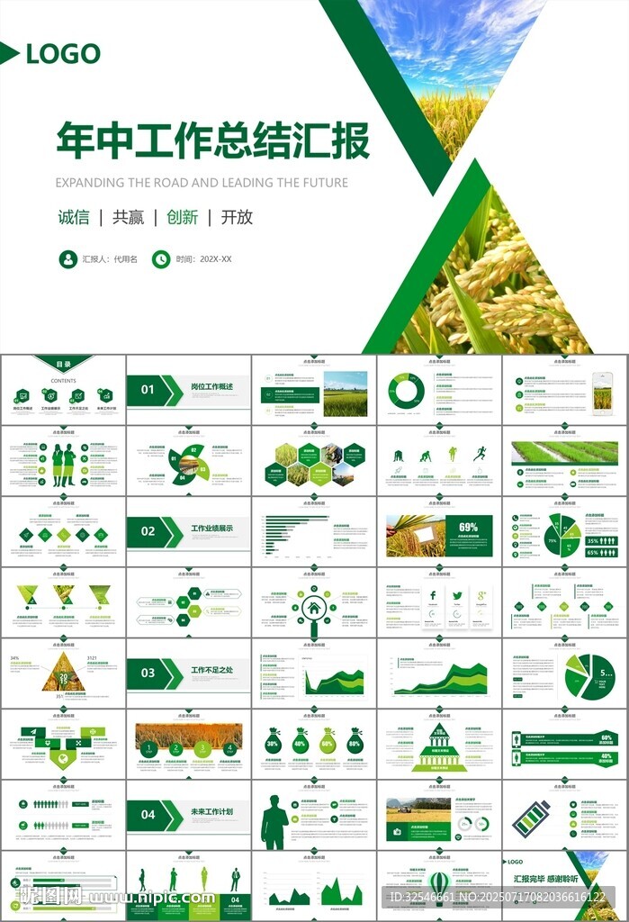 水稻農(nóng)田農(nóng)業(yè)種植大米PPT模板