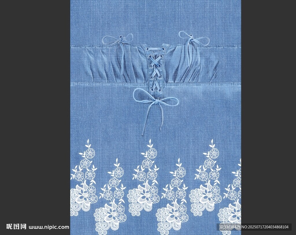 藍(lán)色花卉刺繡布料圖案