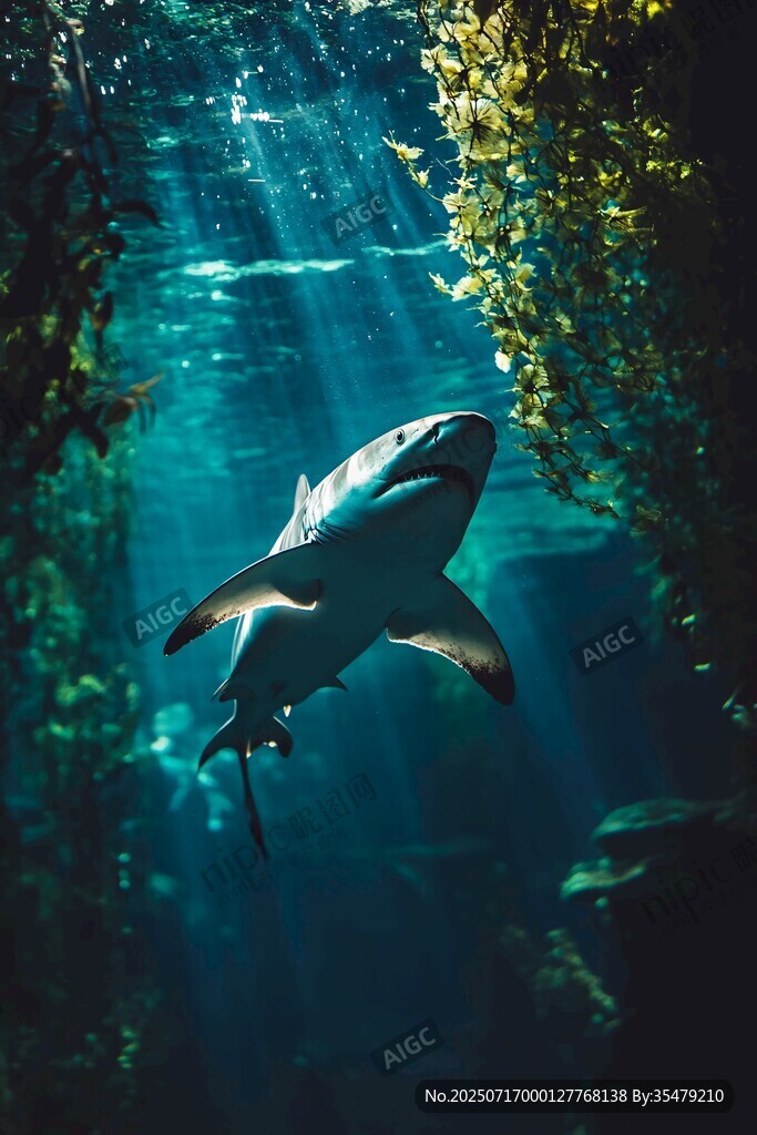 深海中游弋的兇猛鯊魚