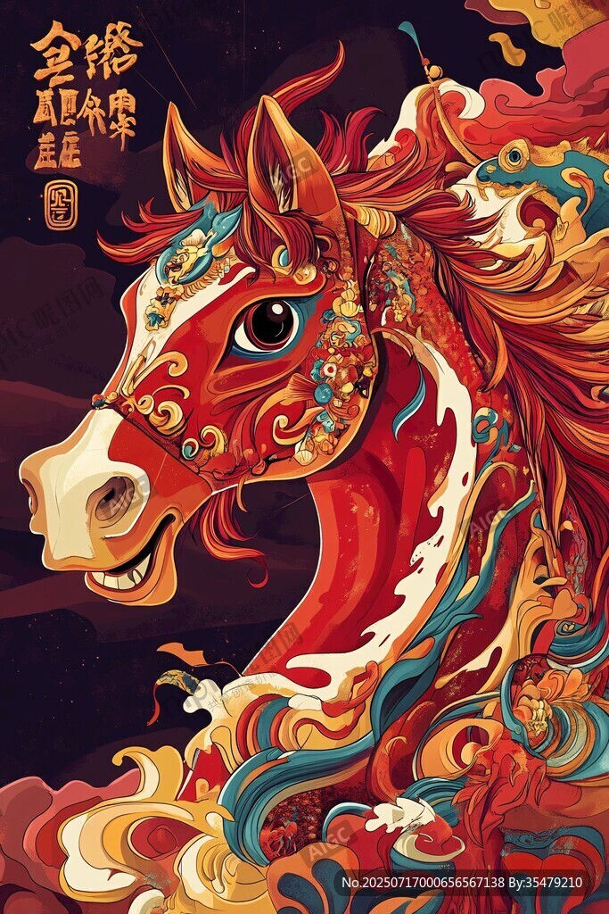 金鬃赤馬祥瑞圖