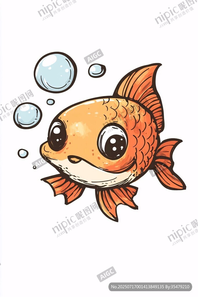 可愛卡通金魚吐泡泡