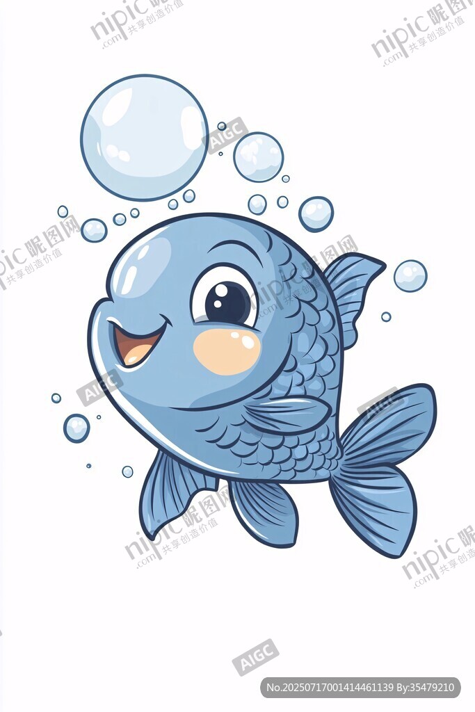 可愛藍(lán)金魚吐泡泡