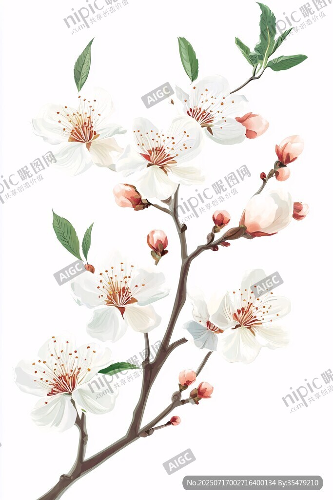枝頭綻放的美麗杏花