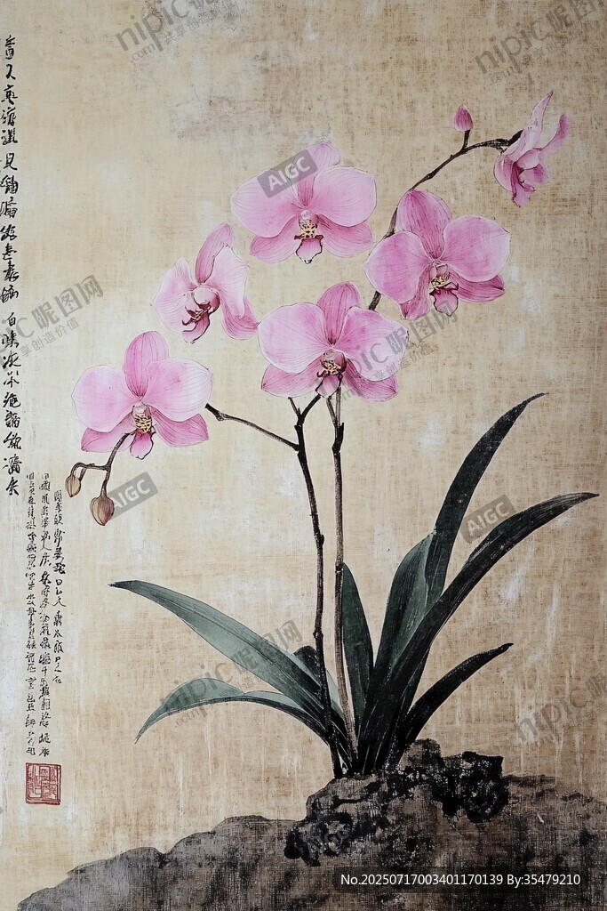 水墨幽蘭圖