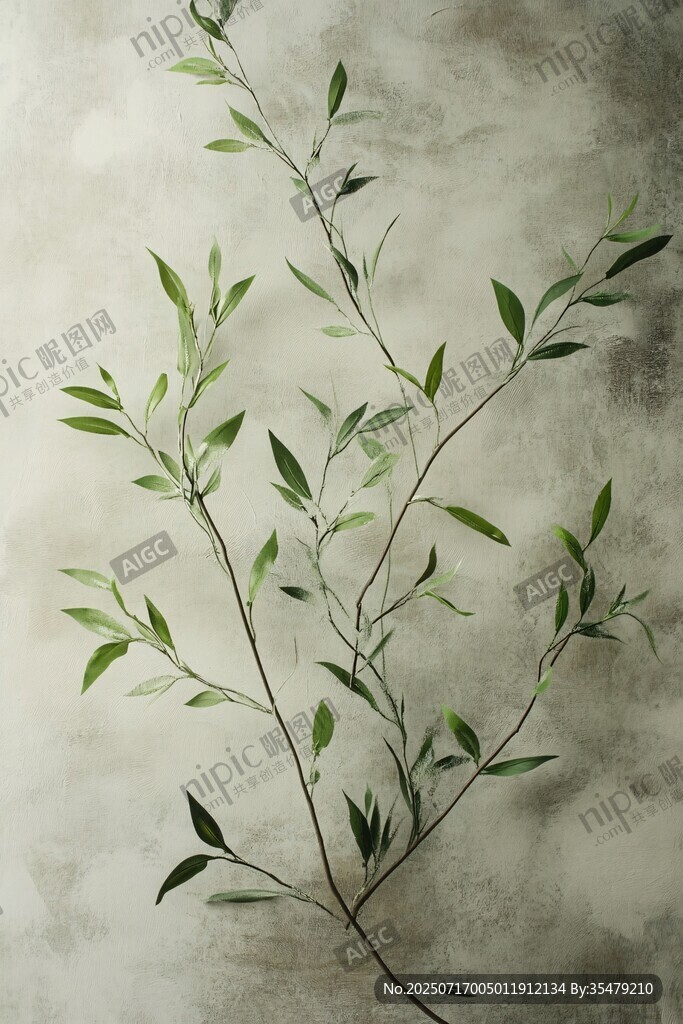 簡約綠植枝蔓繪畫藝術圖