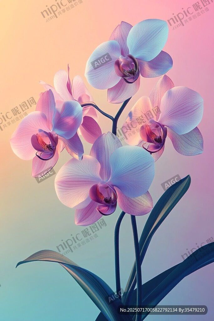 夢幻漸變色彩的美麗蘭花