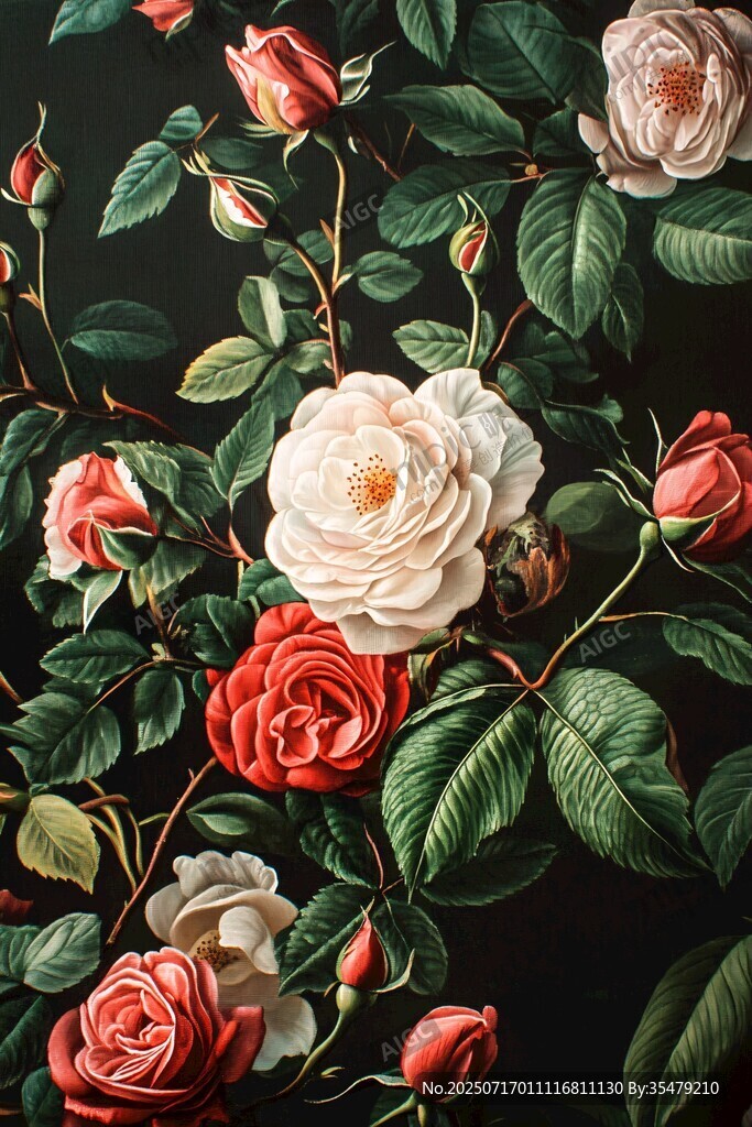 復(fù)古風(fēng)玫瑰花卉插畫