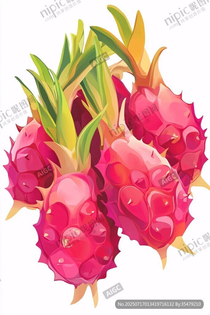 鮮艷火龍果插畫