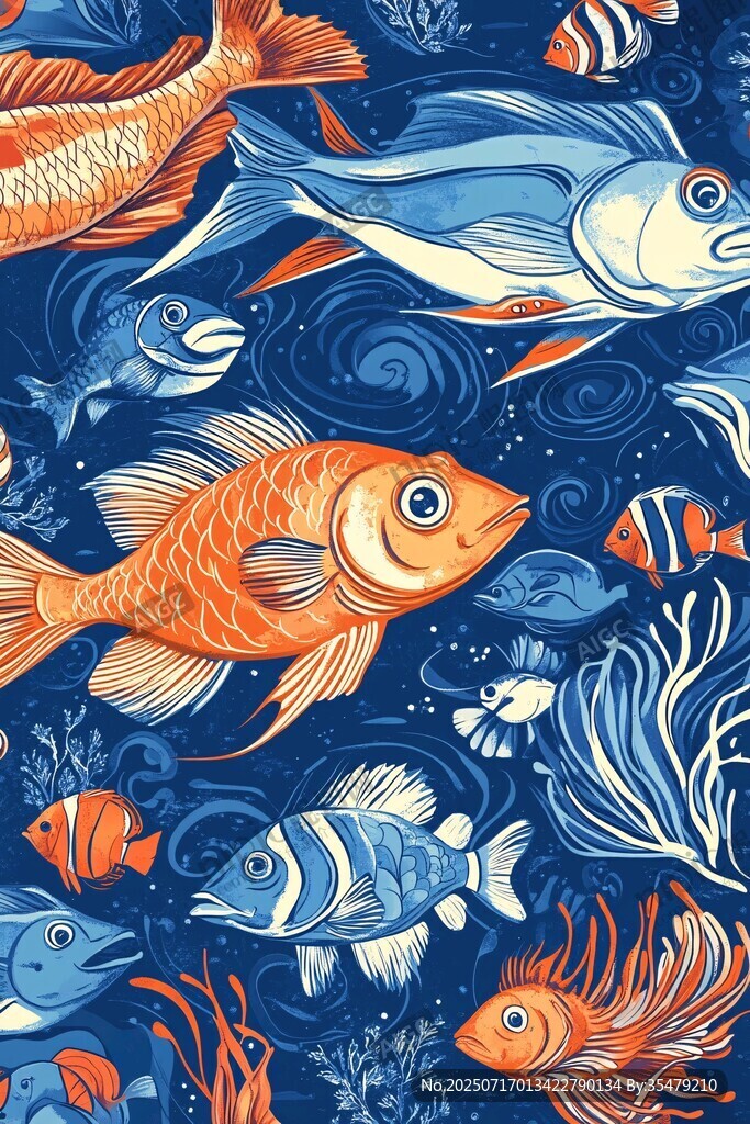 海洋魚群的夢幻圖案世界