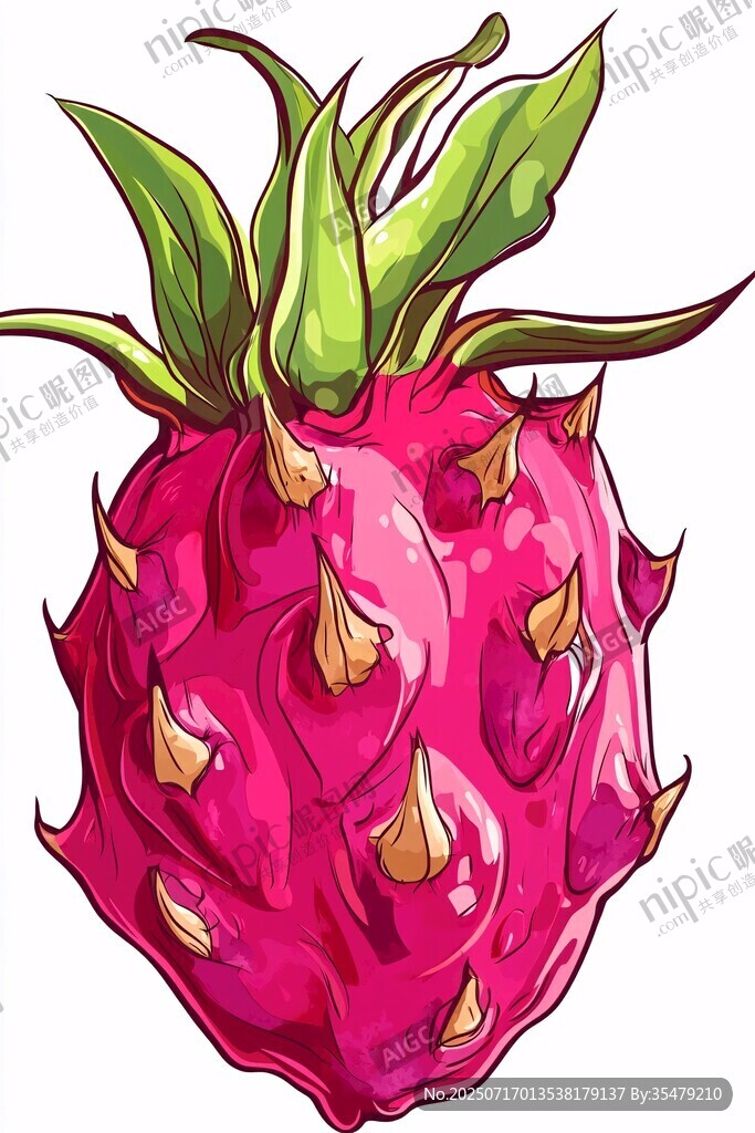 手繪火龍果插畫