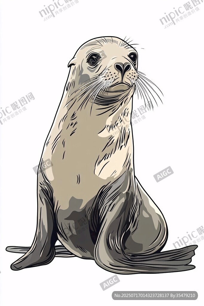 可愛海獅插畫形象