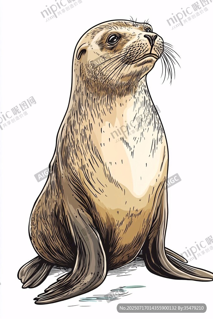 可愛海獅插畫