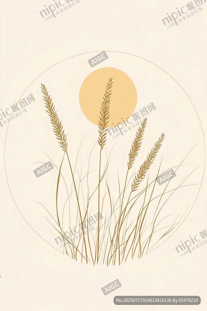 夕陽(yáng)下的麥穗與野草